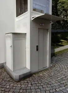 dettaglio armadio in alluminio per piattaforma elevatrice